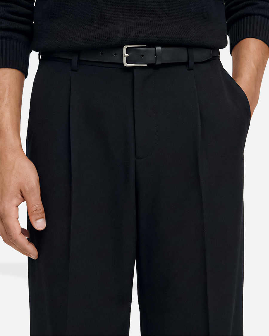 WIDE PLEATED PANTS - BLACK