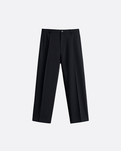 WIDE PLEATED PANTS - BLACK