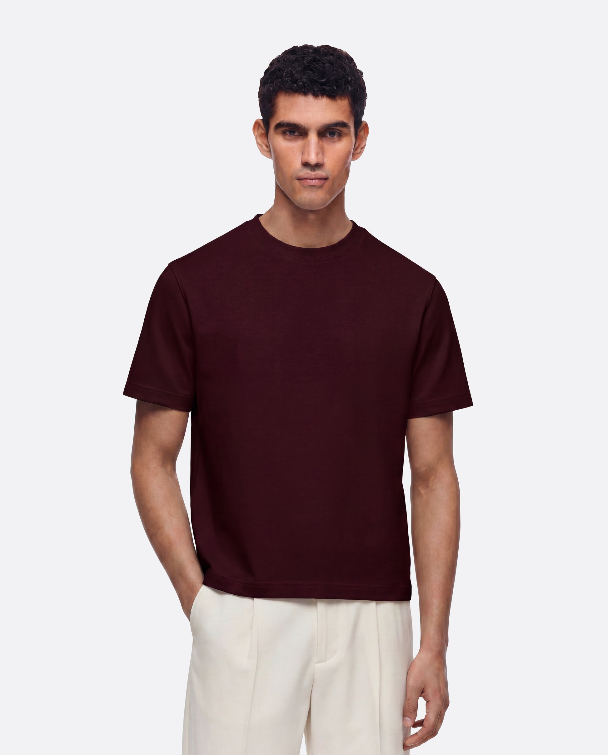 FITTED CROP T-SHIRT - BURGUNDY