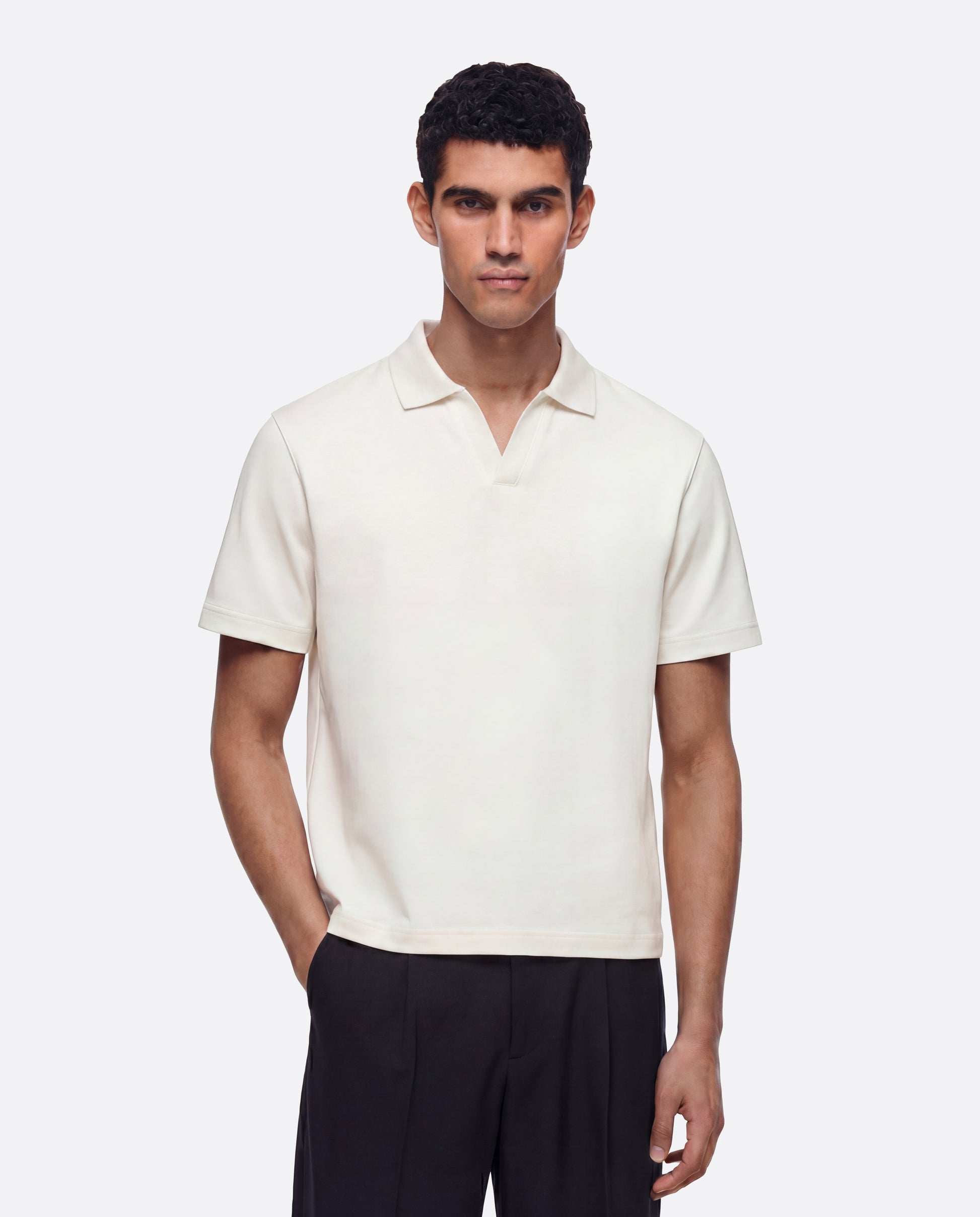 FITTED CROP POLO - WHITE