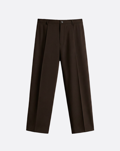WIDE PLEATED PANTS - BROWN
