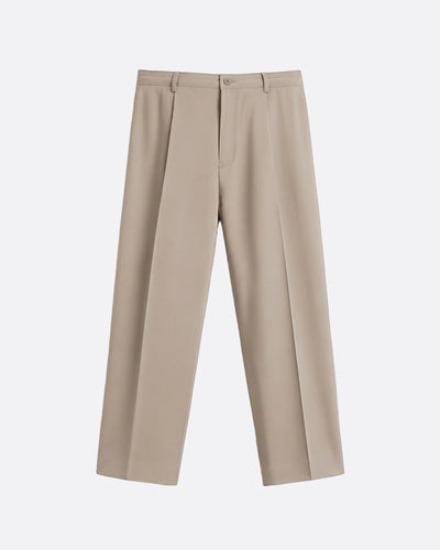 WIDE PLEATED PANTS - MOKA