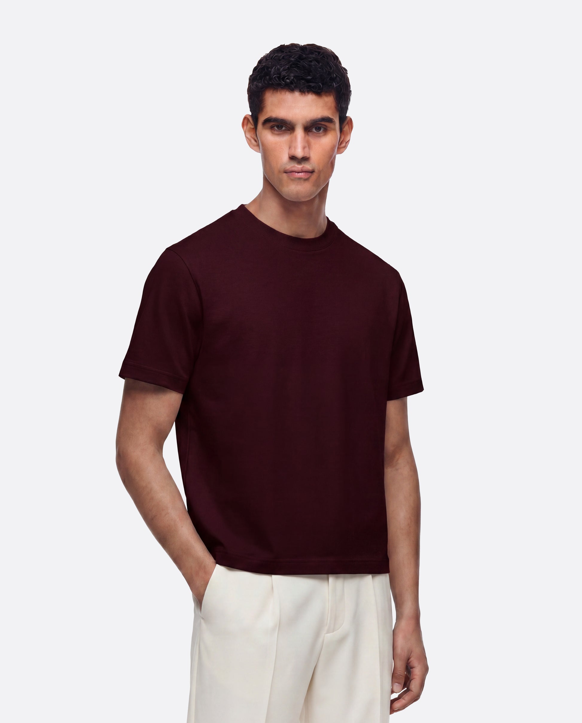 FITTED CROP T-SHIRT - BURGUNDY