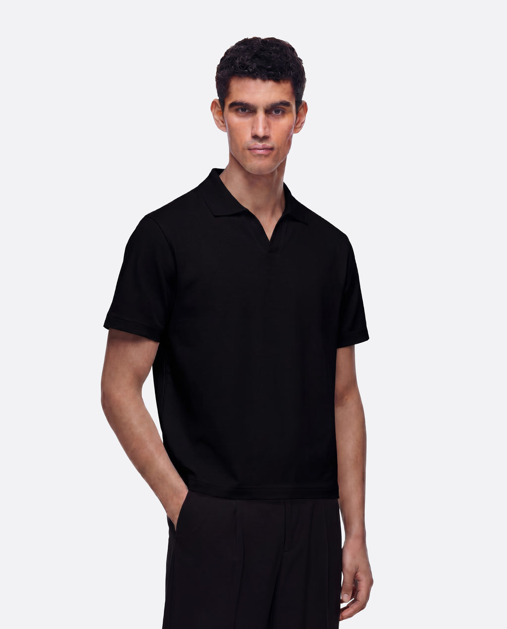 FITTED CROP POLO - BLACK
