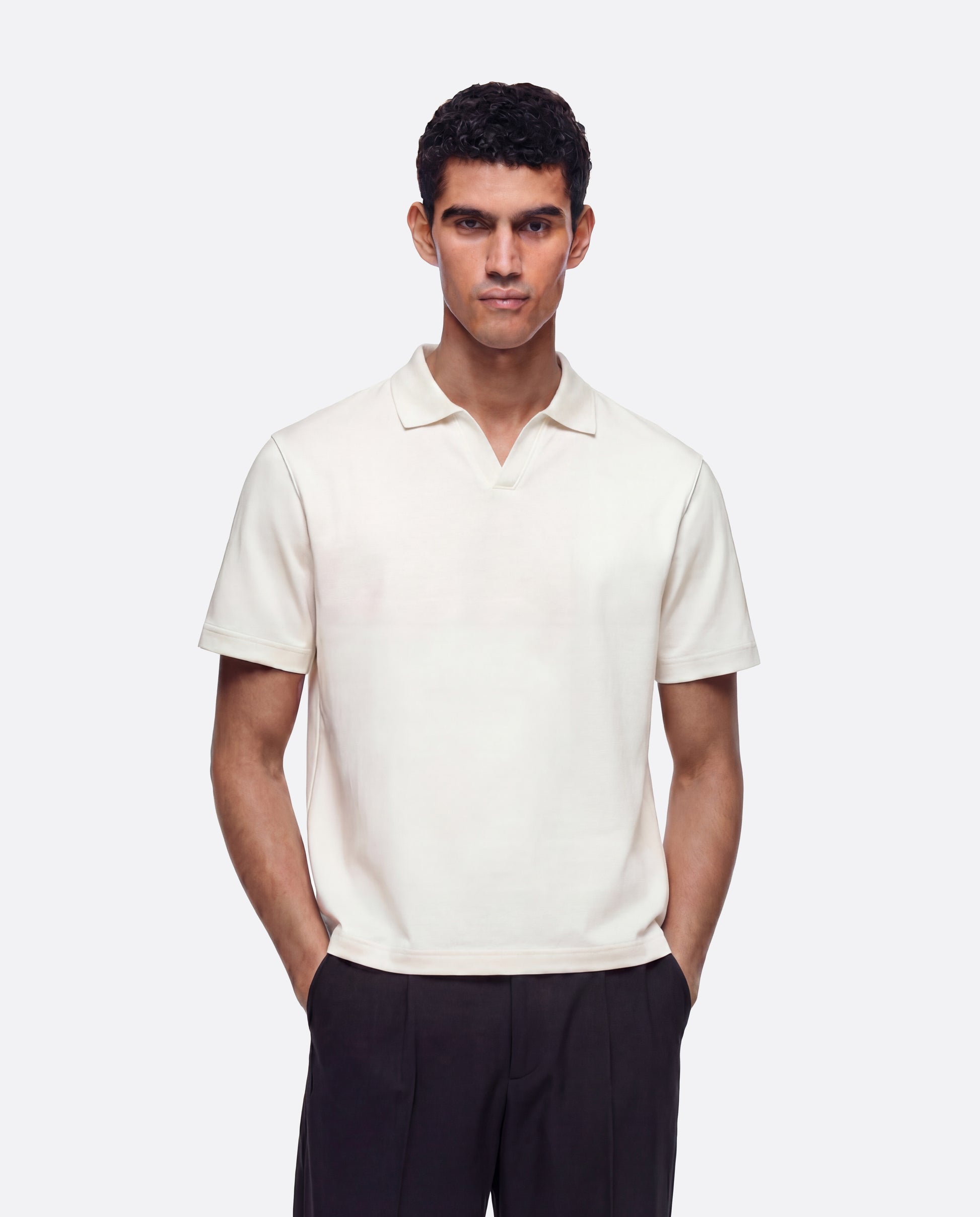 FITTED CROP POLO - WHITE
