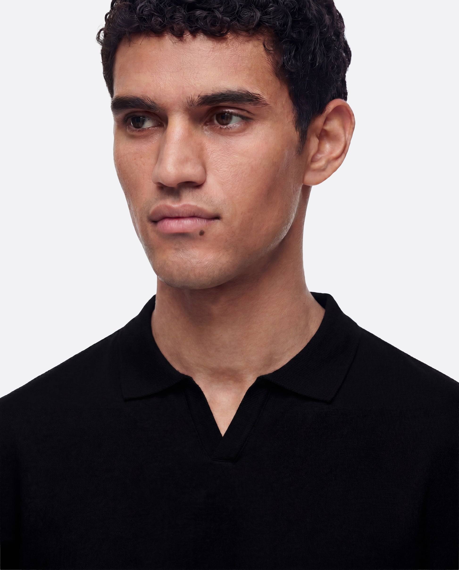 FITTED CROP POLO - BLACK