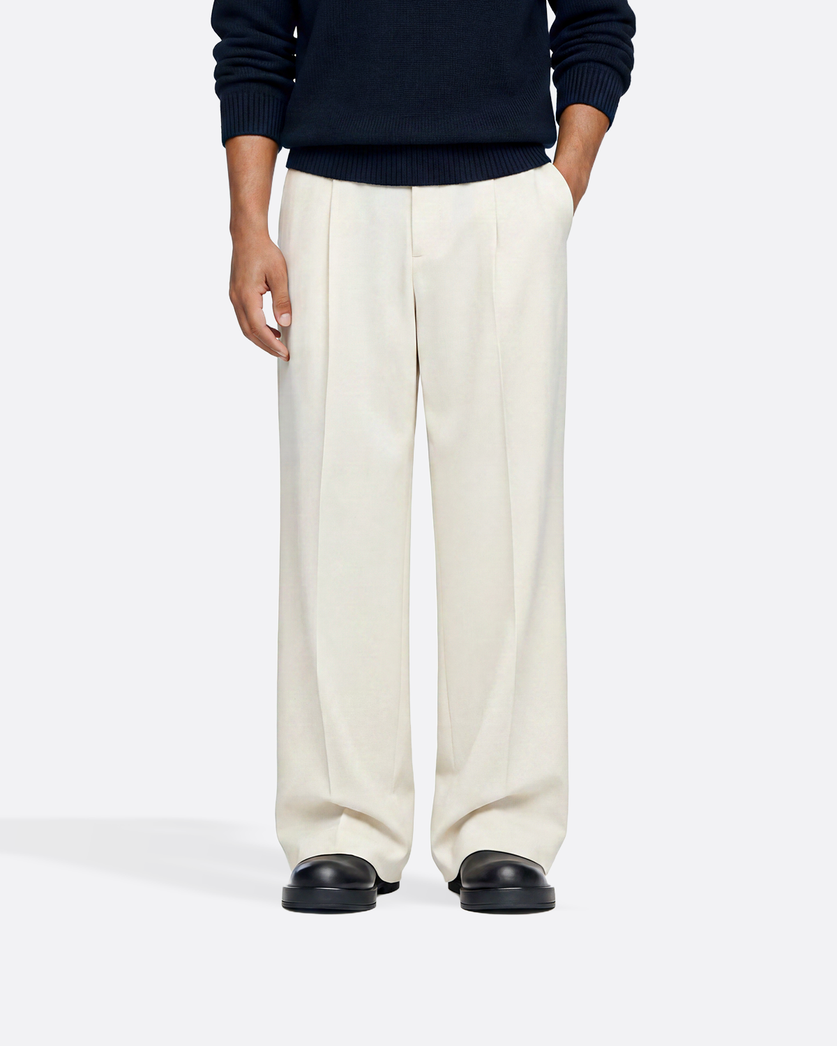 WIDE PLEATED  PANTS - CREAM