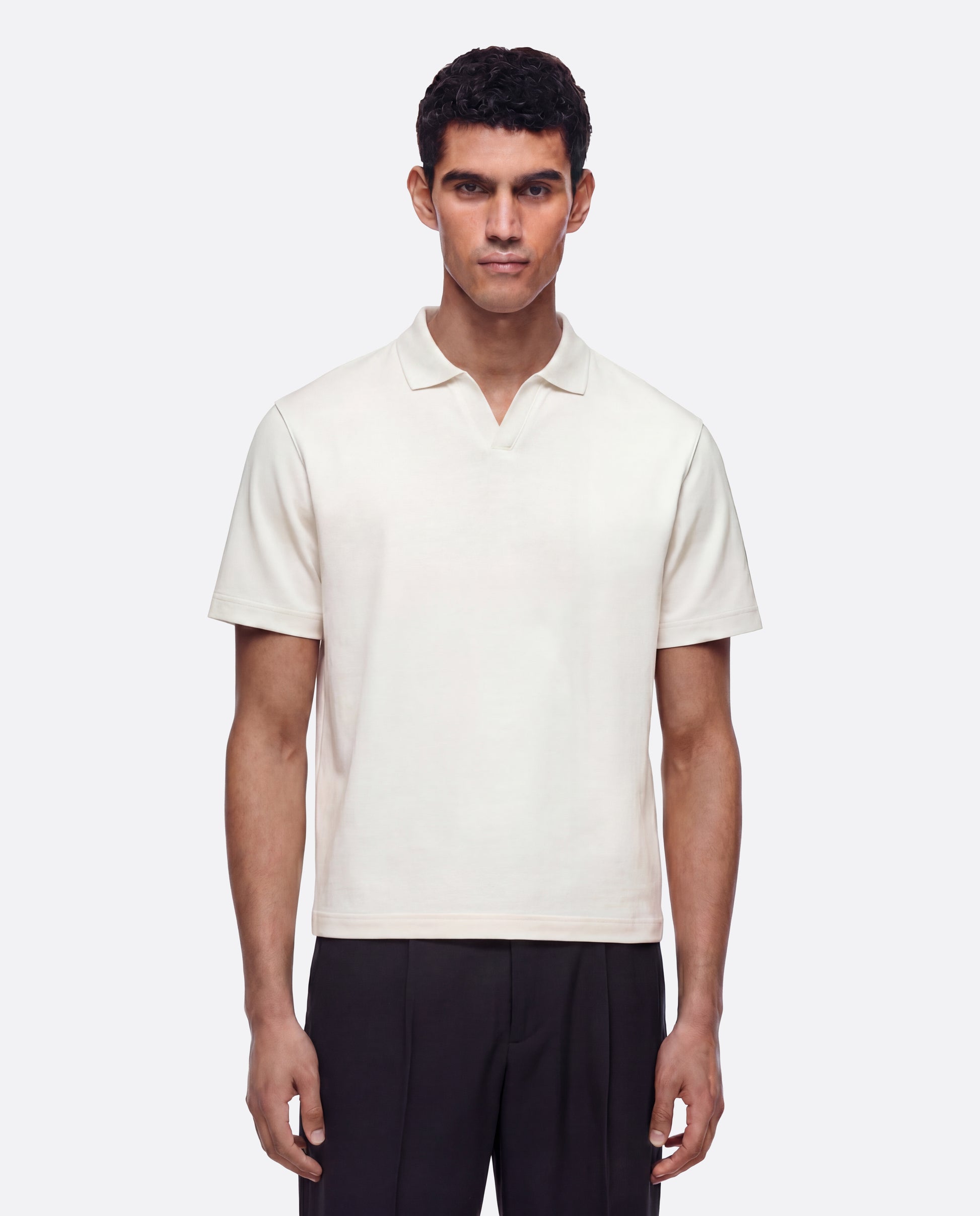 FITTED CROP POLO - WHITE