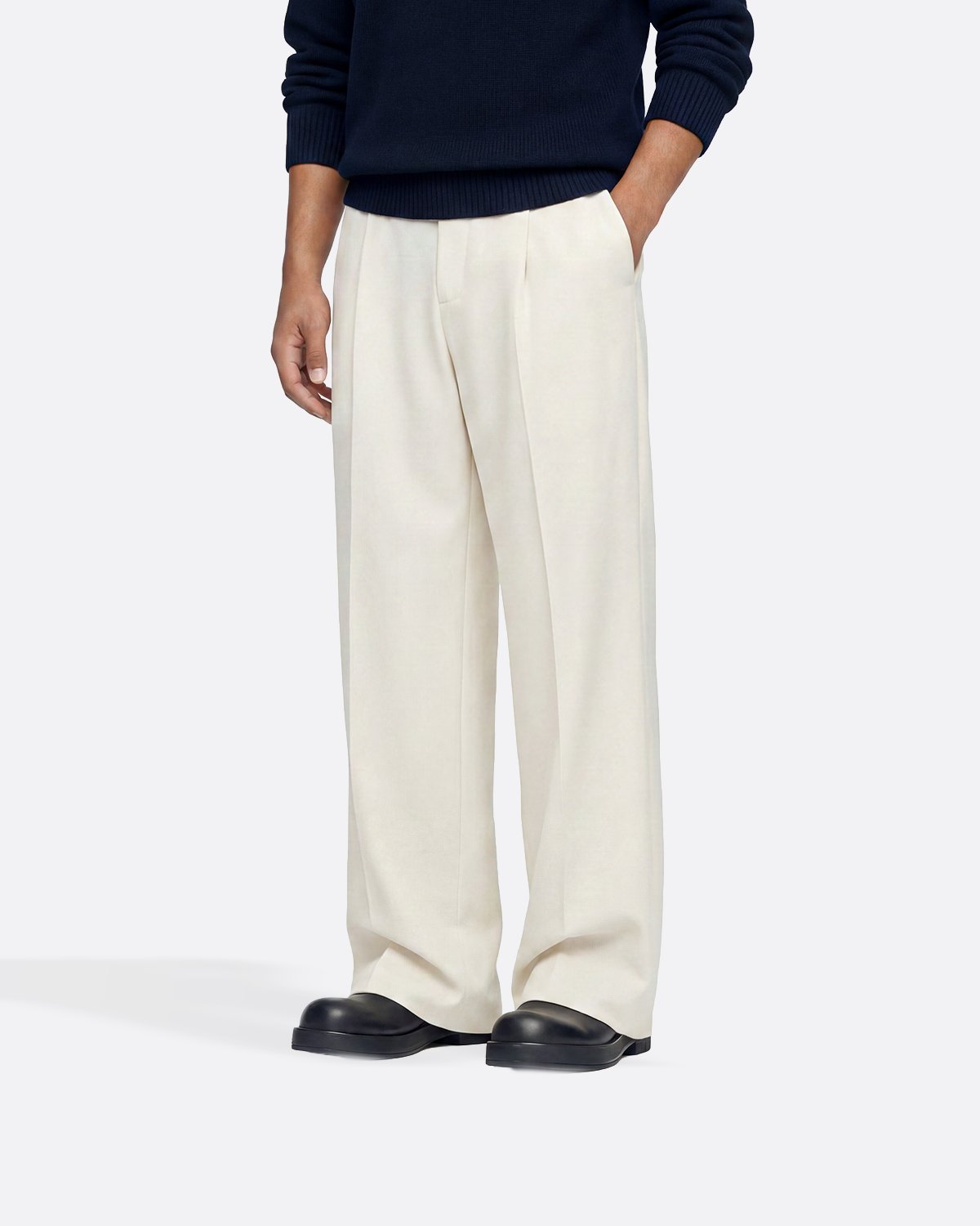 WIDE PLEATED  PANTS - CREAM