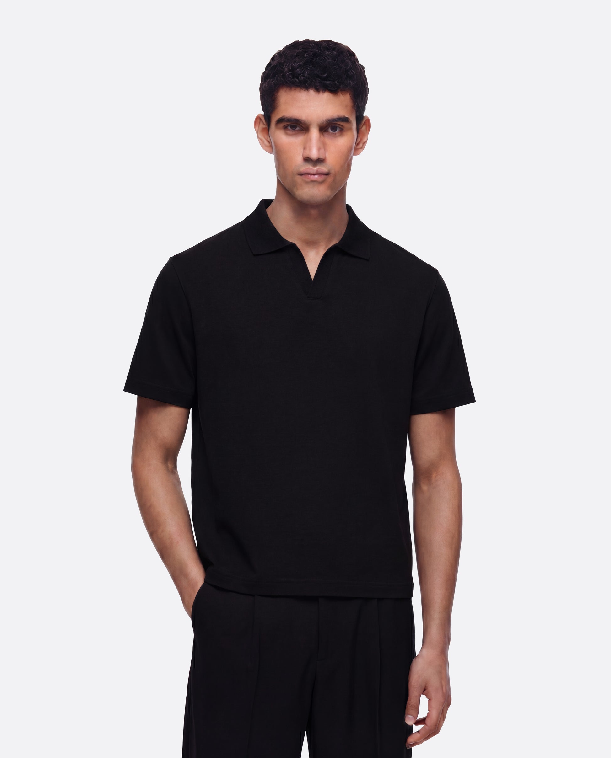 FITTED CROP POLO - BLACK