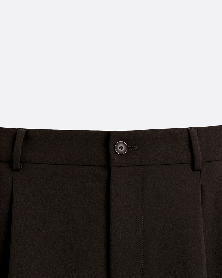 WIDE PLEATED PANTS - BROWN