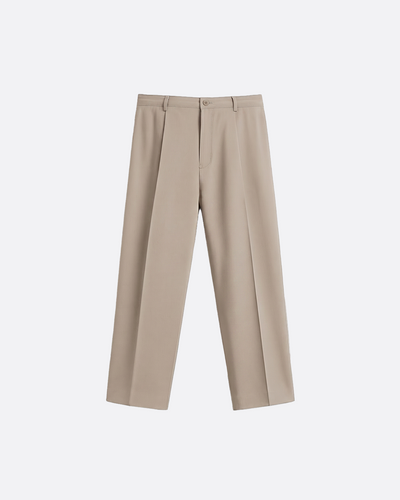 WIDE PLEATED PANTS - MOKA
