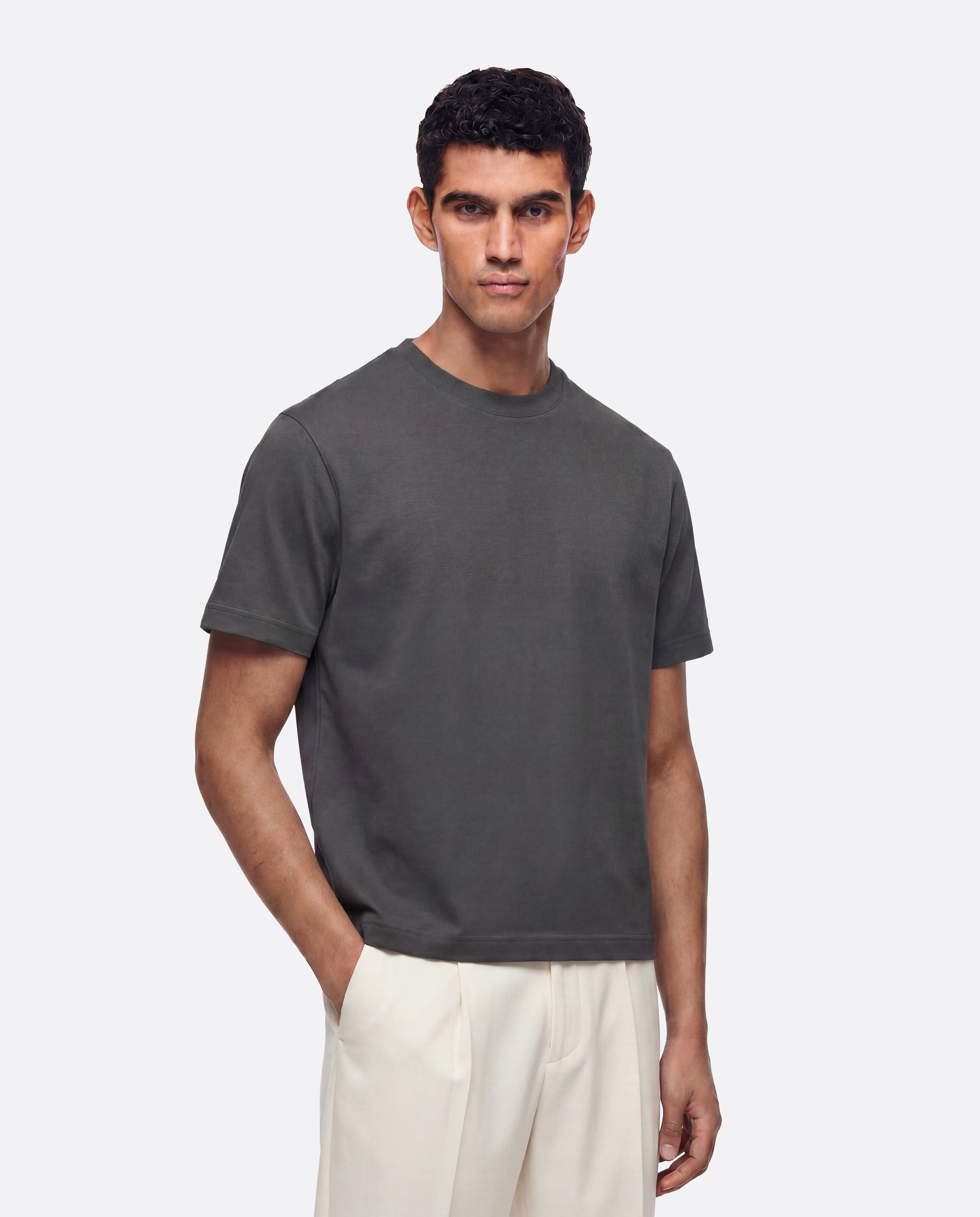 FITTED CROP T-SHIRT - GRAY
