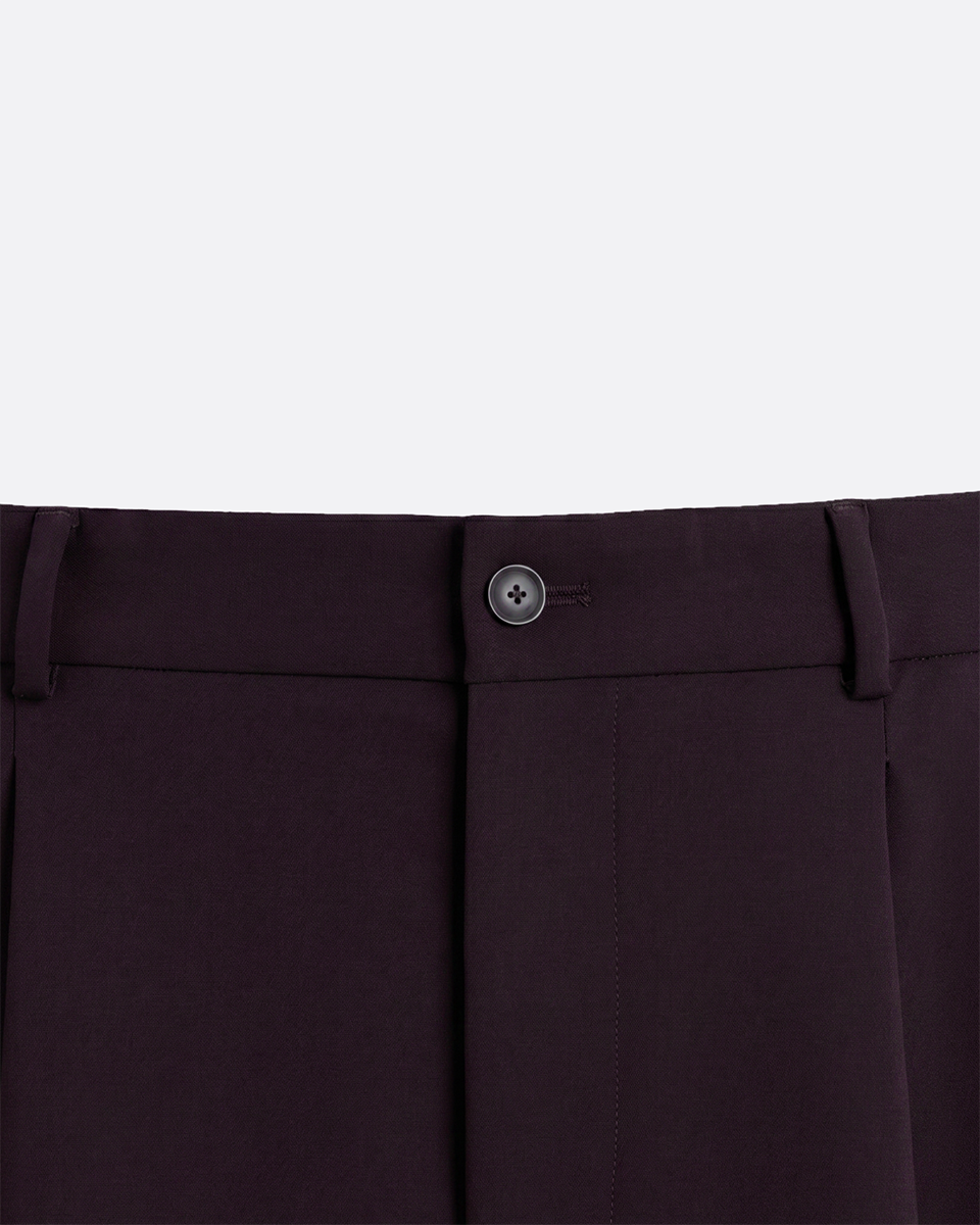 WIDE PLEATED PANTS -  BURGUNDY