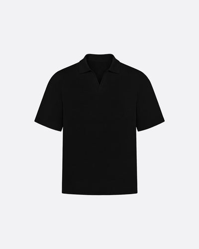 FITTED CROP POLO - BLACK