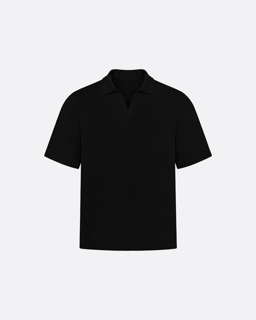 FITTED CROP POLO - BLACK