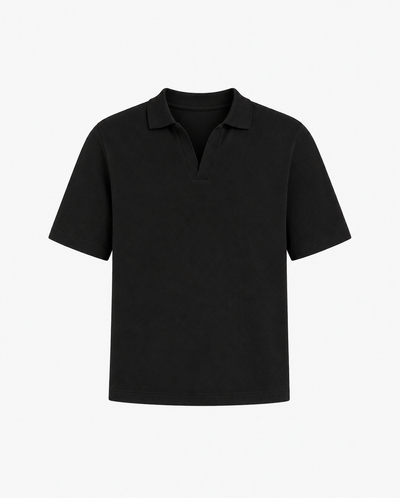 FITTED CROP POLO - BLACK