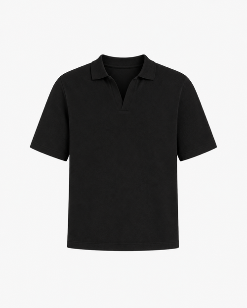 FITTED CROP POLO - BLACK