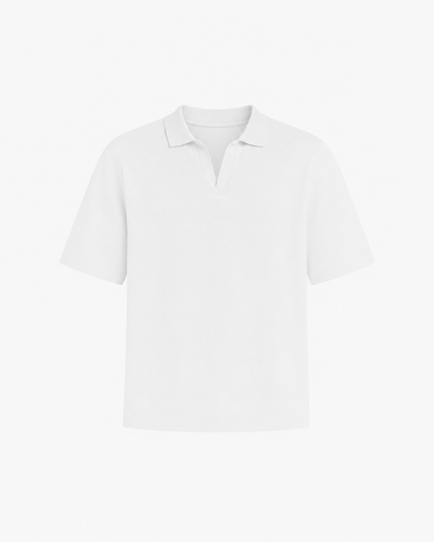 FITTED CROP POLO - WHITE