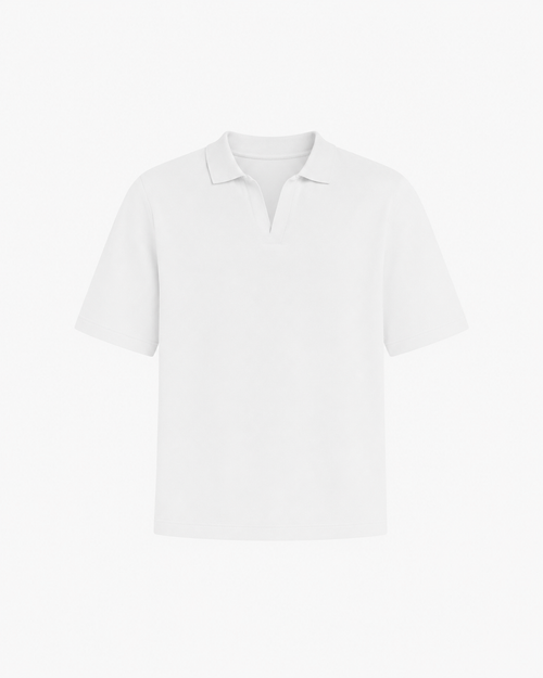 FITTED CROP POLO - WHITE