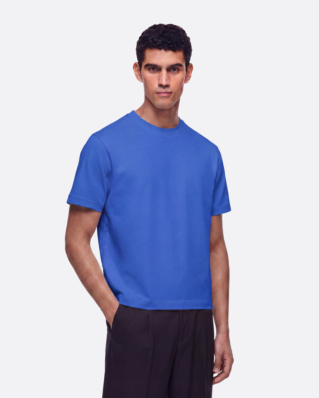HEAVYWIGHT FITTED CROP T-SHIRT - BLUE