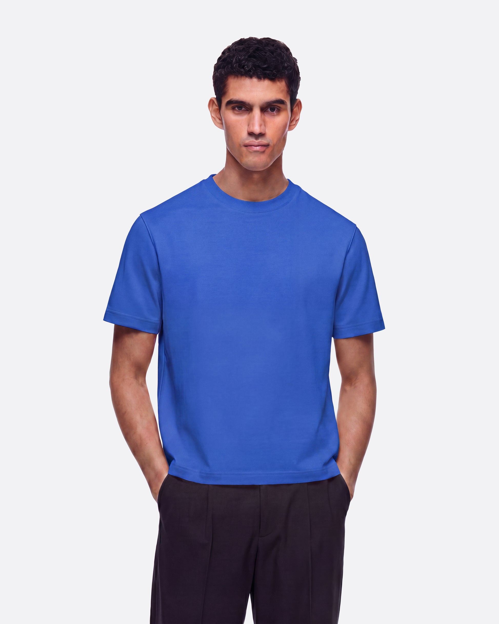 HEAVYWIGHT FITTED CROP T-SHIRT - BLUE