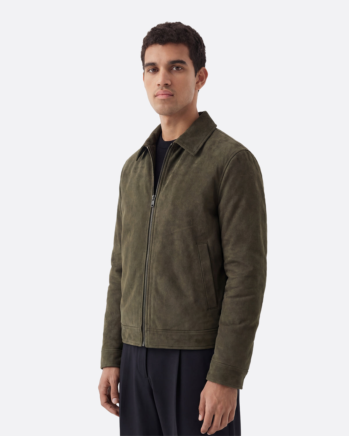 SUEDE JACKET -  OLIVE