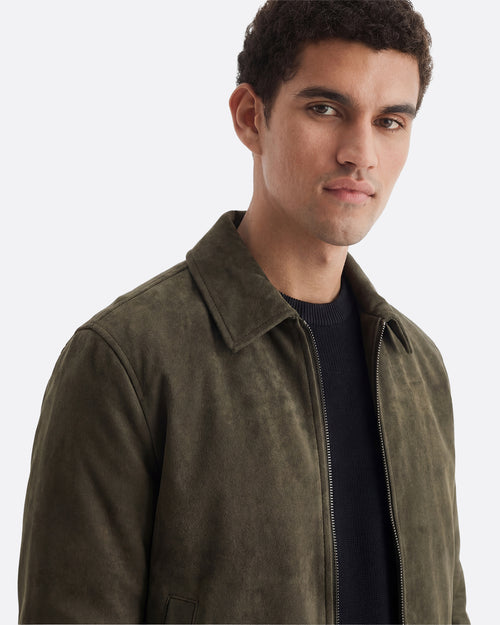 SUEDE JACKET -  OLIVE