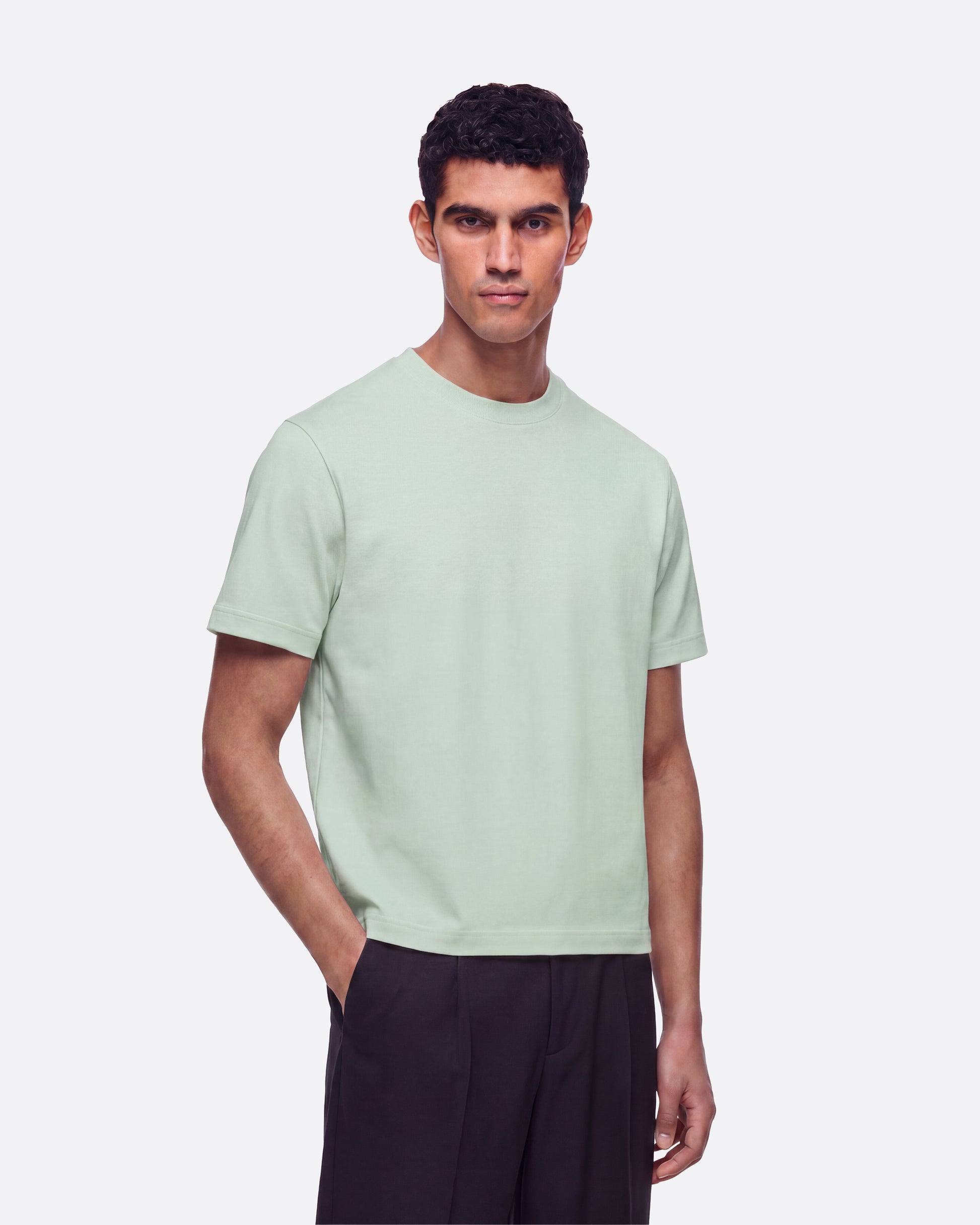 HEAVYWIGHT FITTED CROP T-SHIRT - MINT GREEN