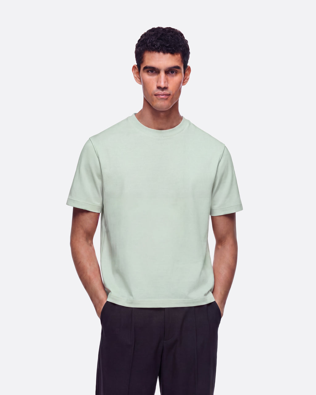 HEAVYWIGHT FITTED CROP T-SHIRT - MINT GREEN