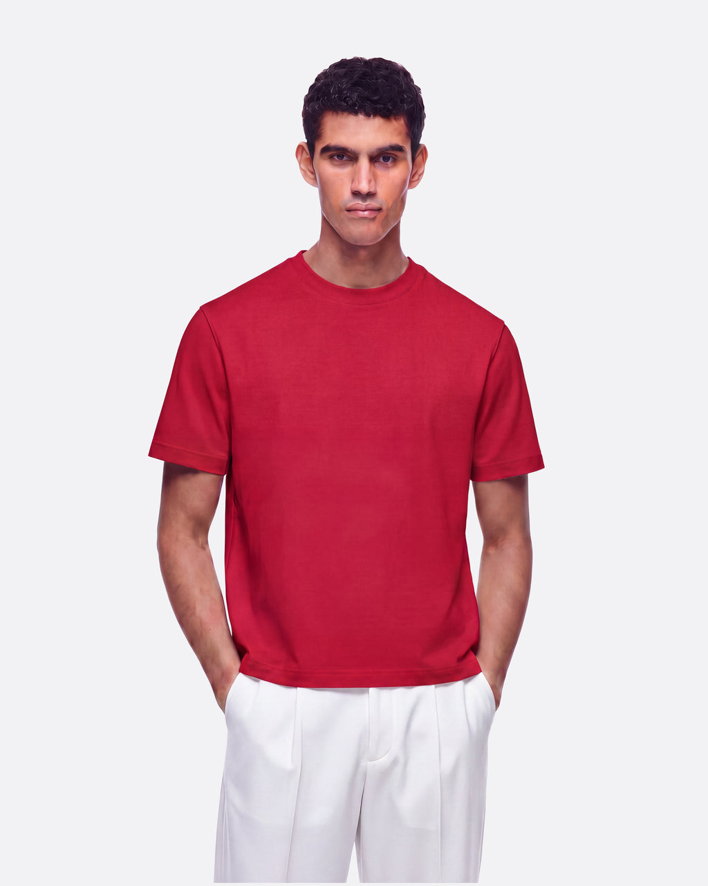 MEDWIGHT FITTED CROP T-SHIRT - RED