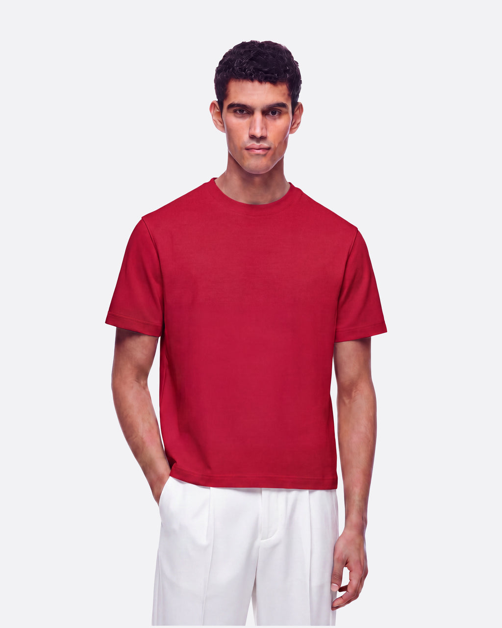 MEDWIGHT FITTED CROP T-SHIRT - RED