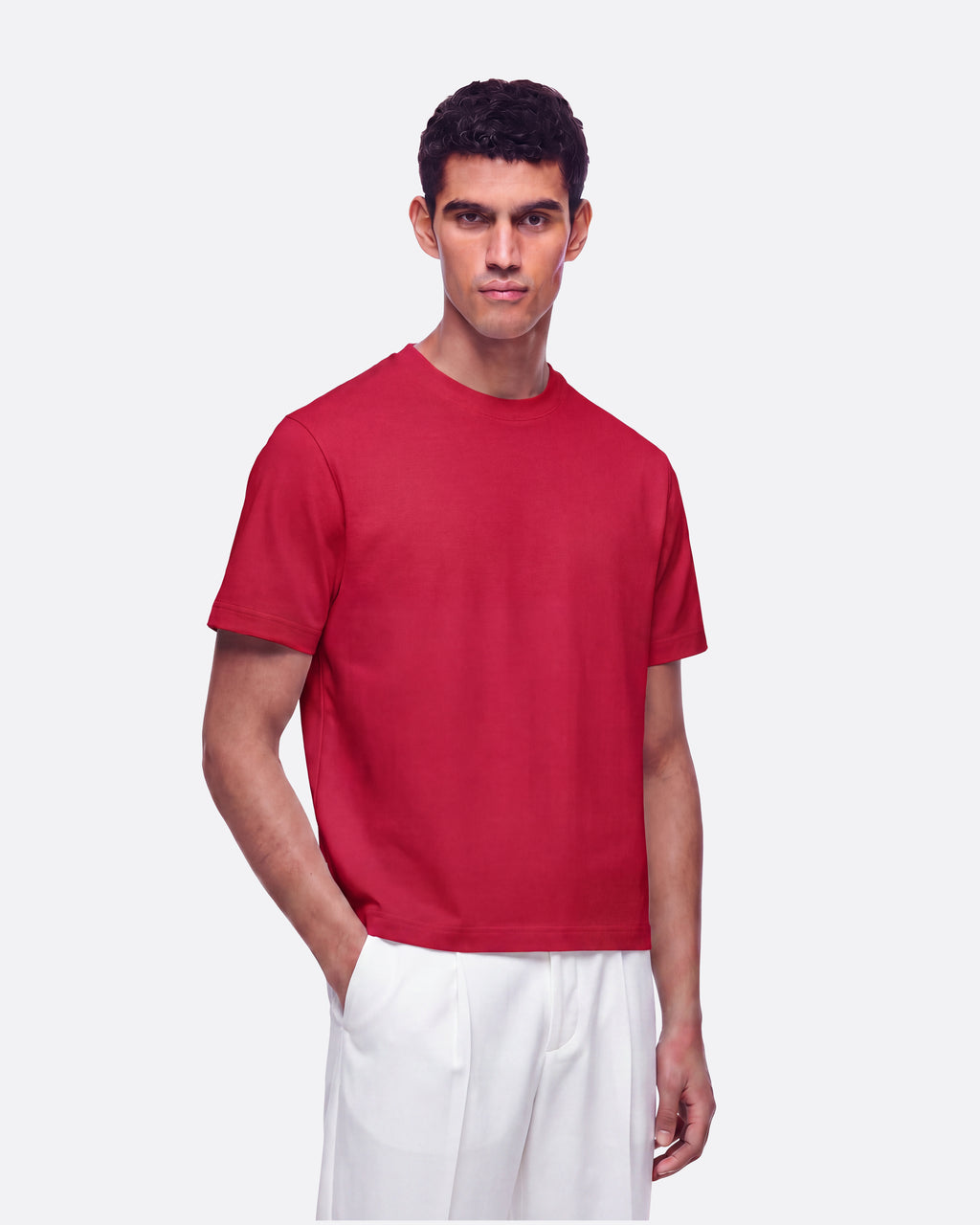 MEDWIGHT FITTED CROP T-SHIRT - RED