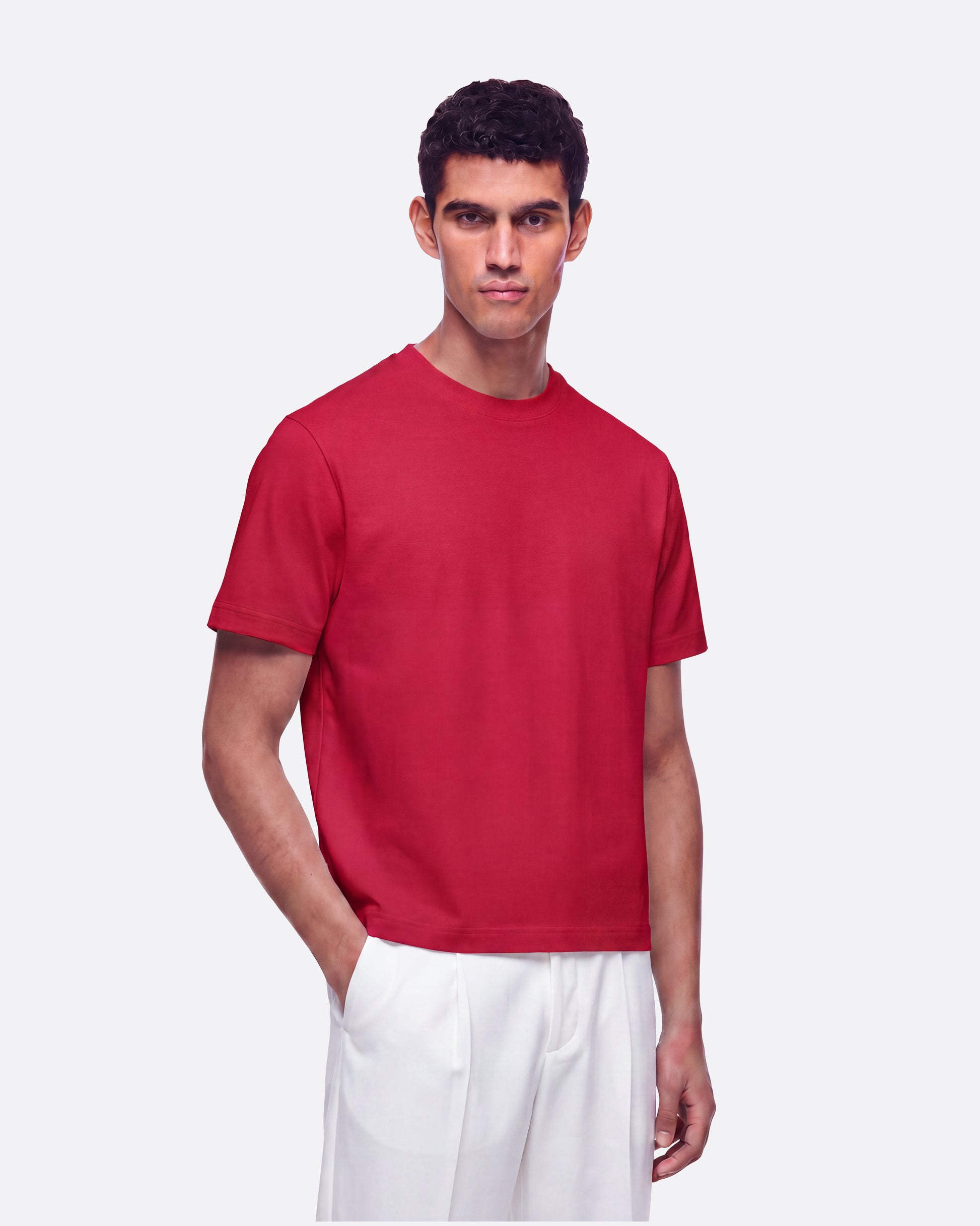 MEDWIGHT FITTED CROP T-SHIRT - RED