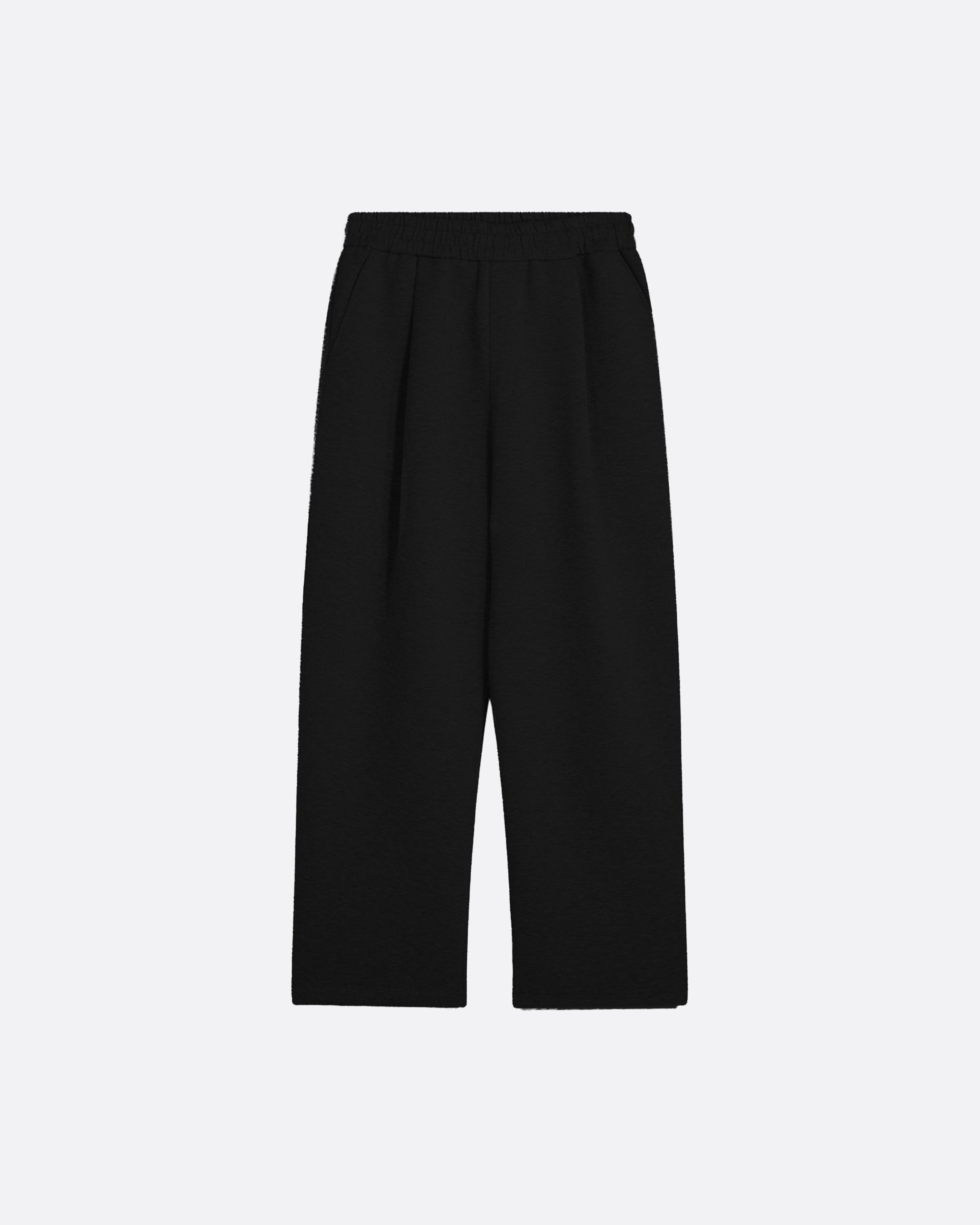 WIDE PLEATED SWEATPANTS - BLACK