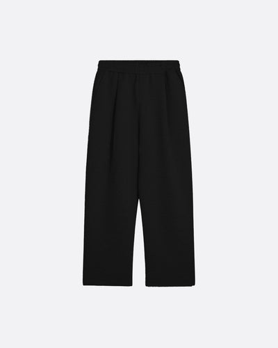 WIDE PLEATED SWEATPANTS - BLACK
