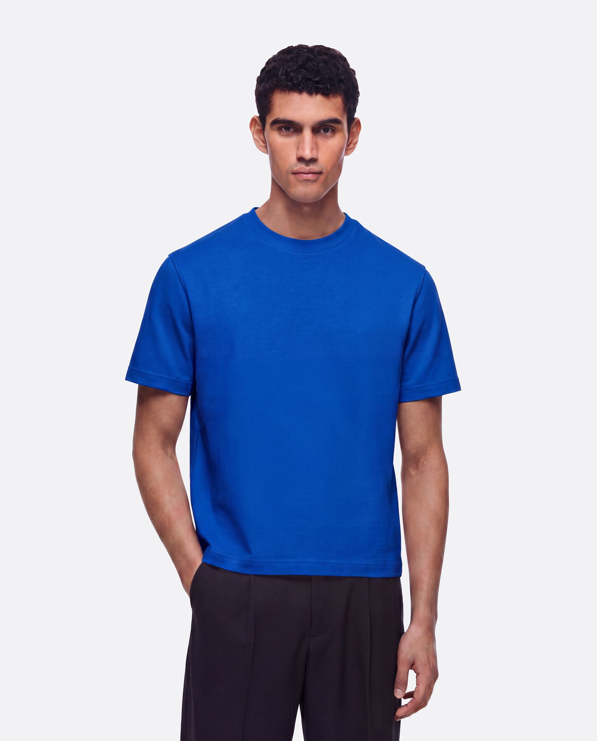 HEAVYWIGHT FITTED CROP T-SHIRT - BLUE