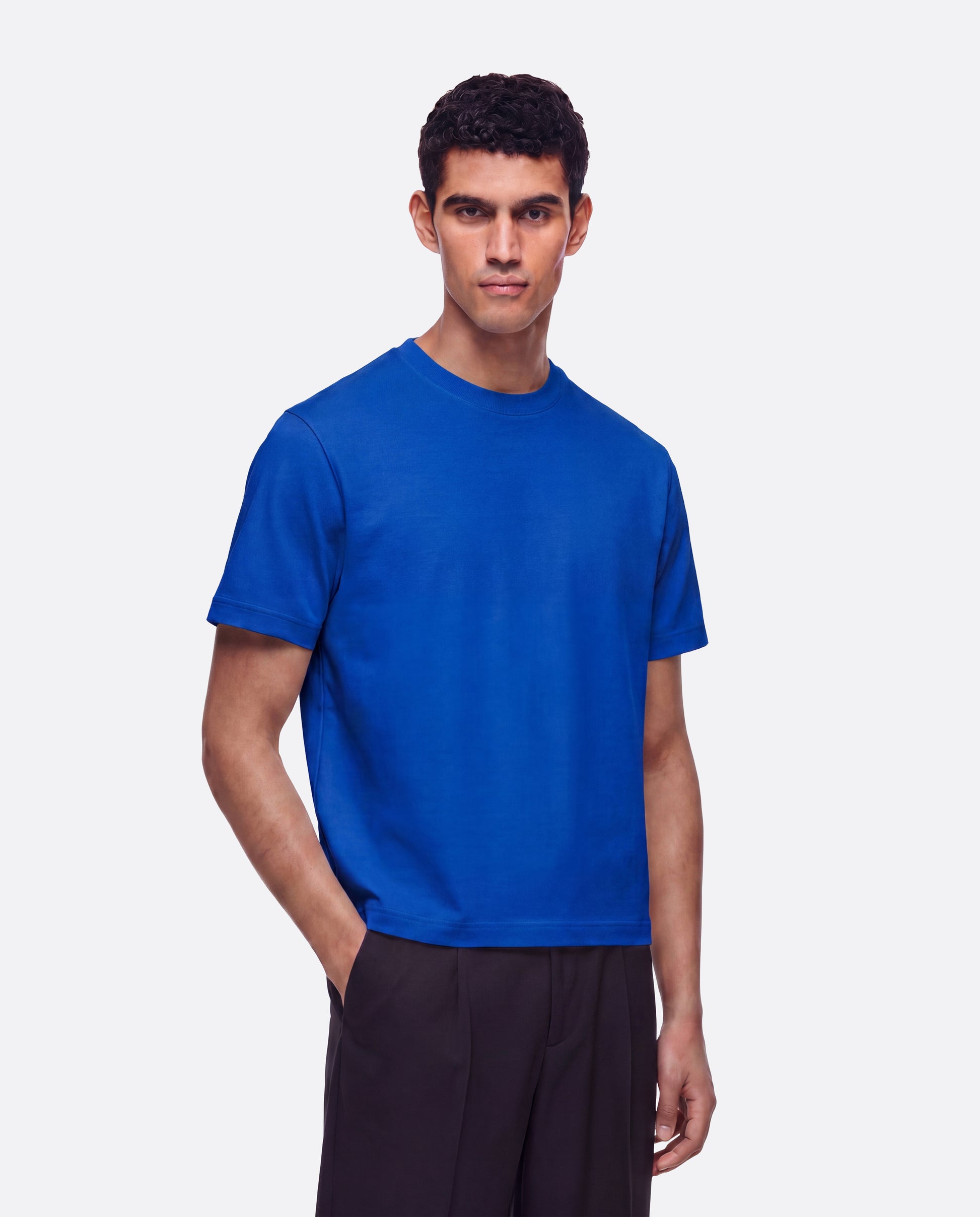 HEAVYWIGHT FITTED CROP T-SHIRT - BLUE