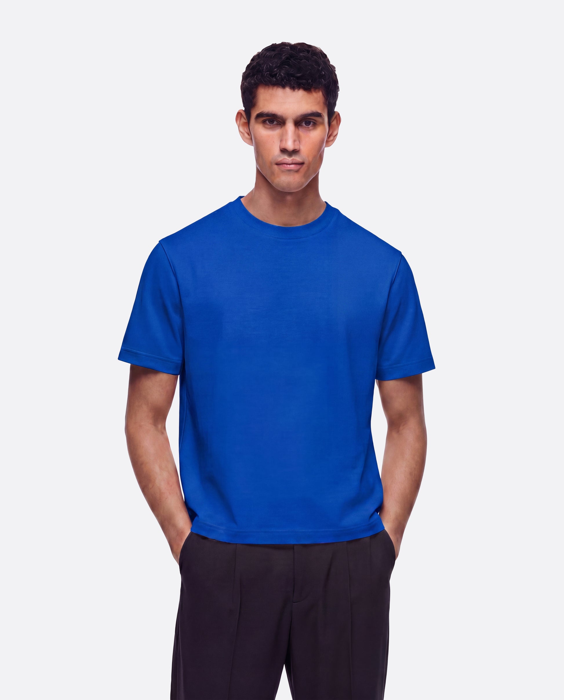 HEAVYWIGHT FITTED CROP T-SHIRT - BLUE