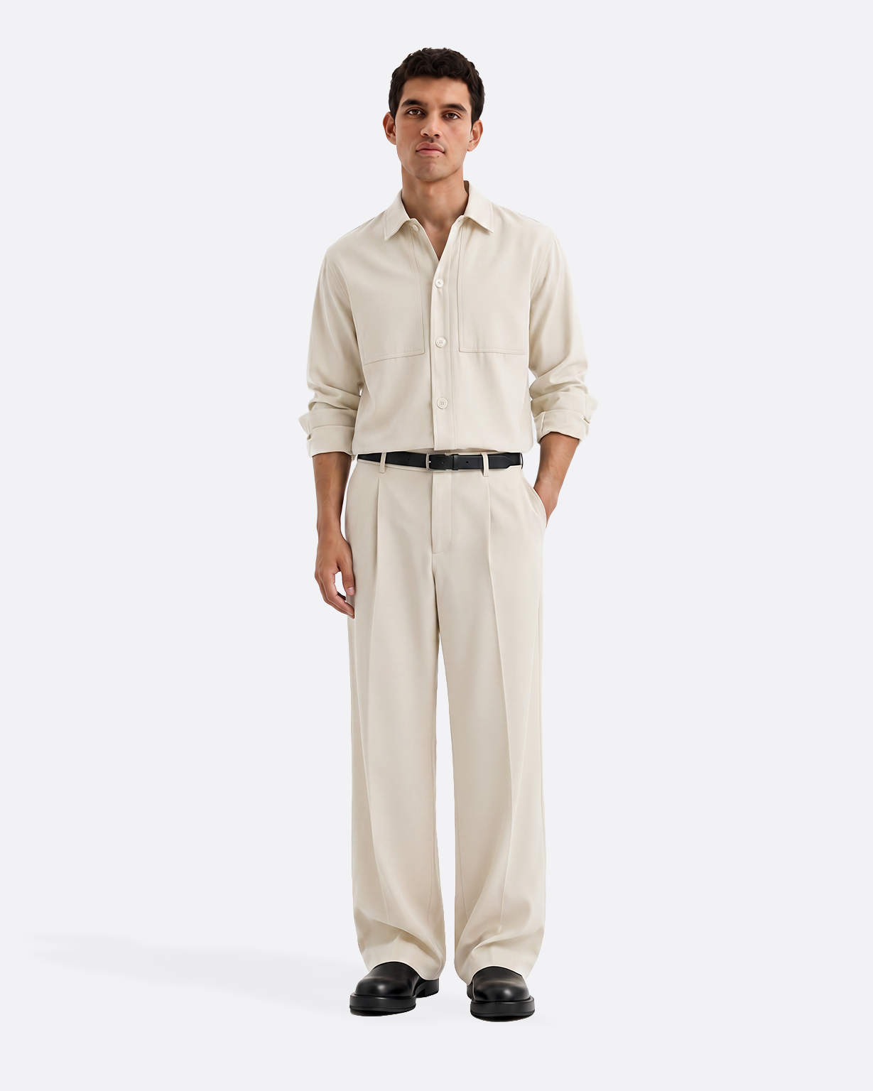 WIDE PLEATED  PANTS - CREAM