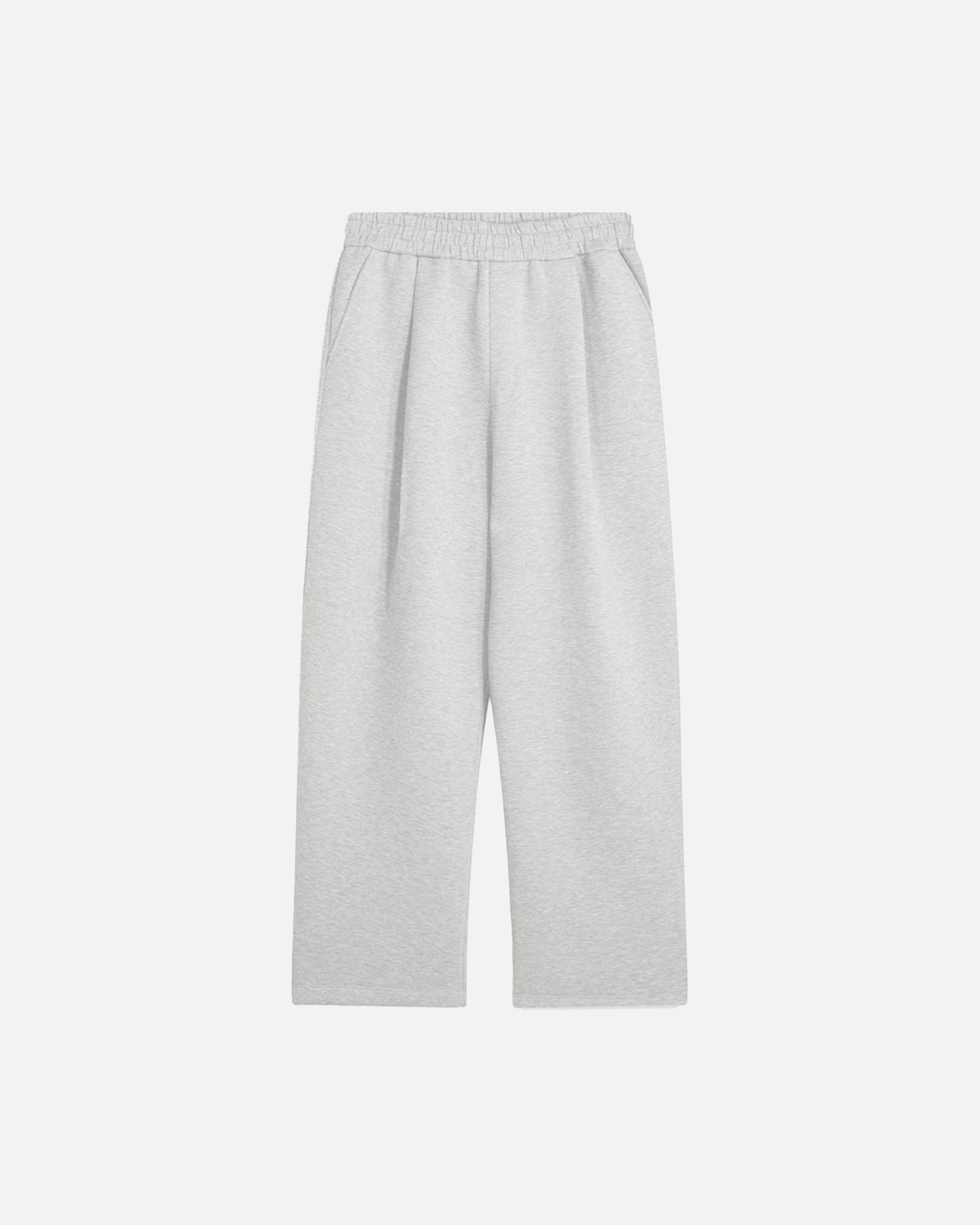 WIDE PLEATED SWEATPANTS - LIGHT GRAY
