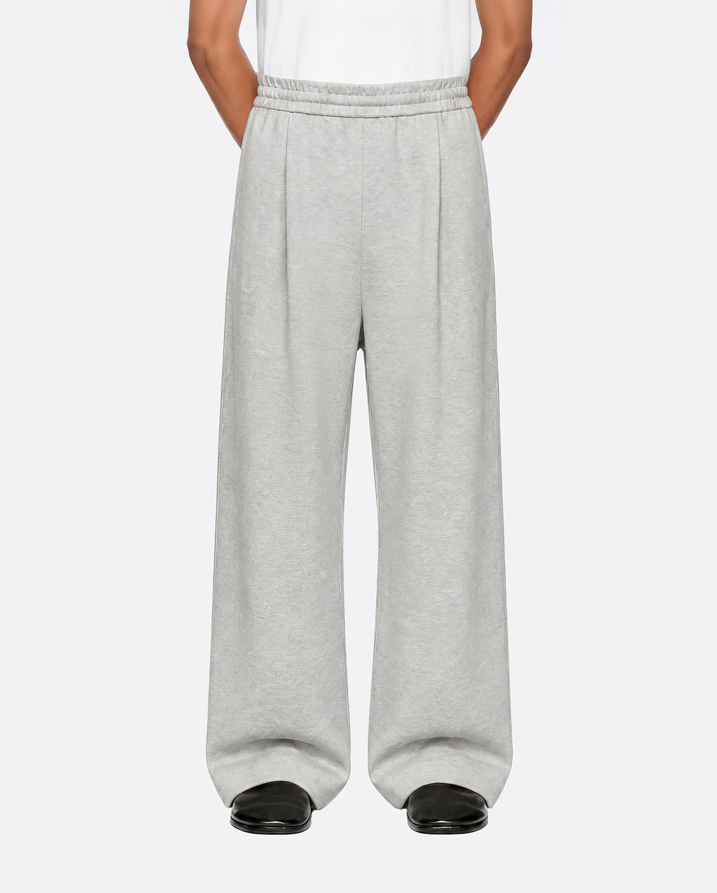 WIDE PLEATED SWEATPANTS - LIGHT GRAY