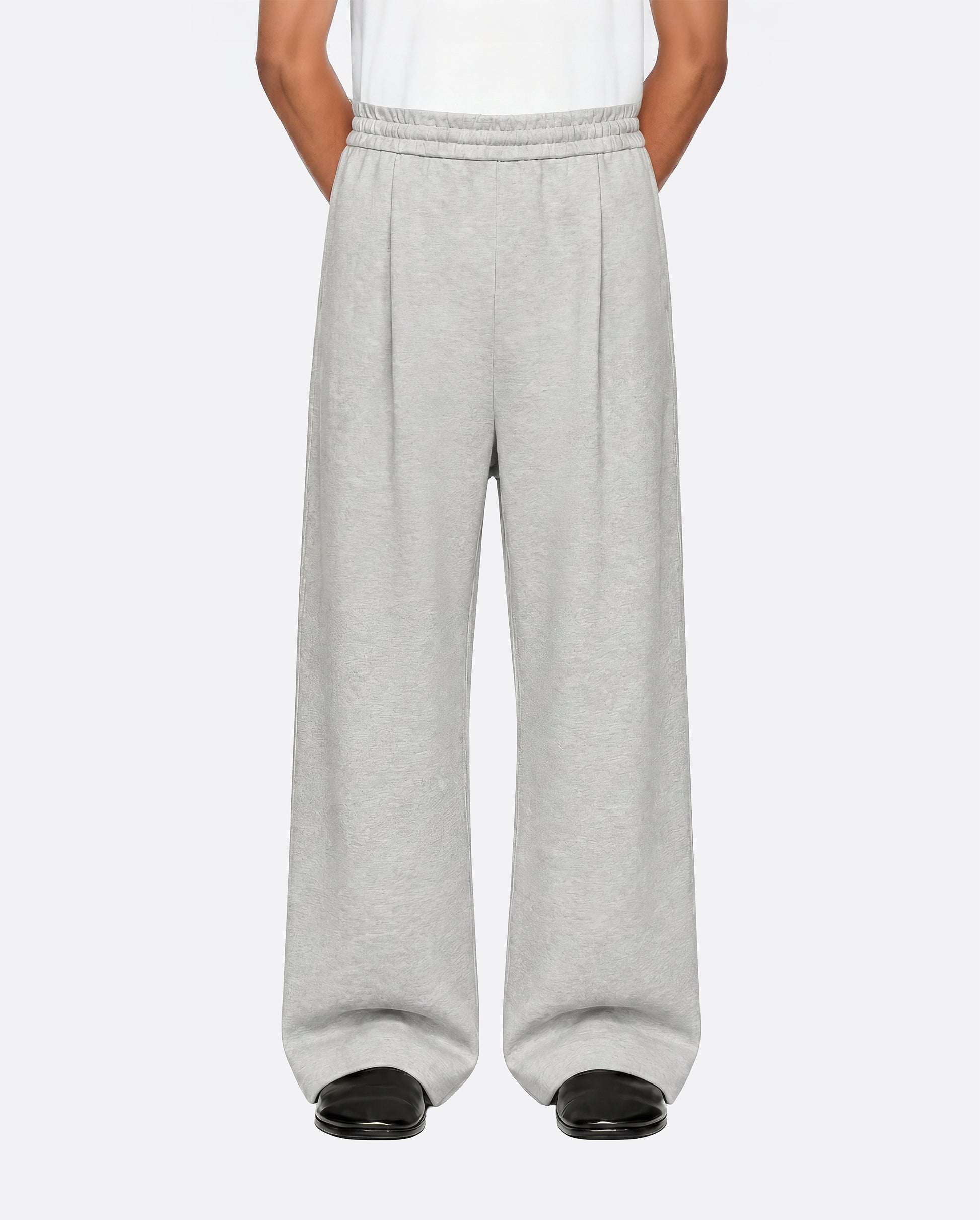 WIDE PLEATED SWEATPANTS - LIGHT GRAY