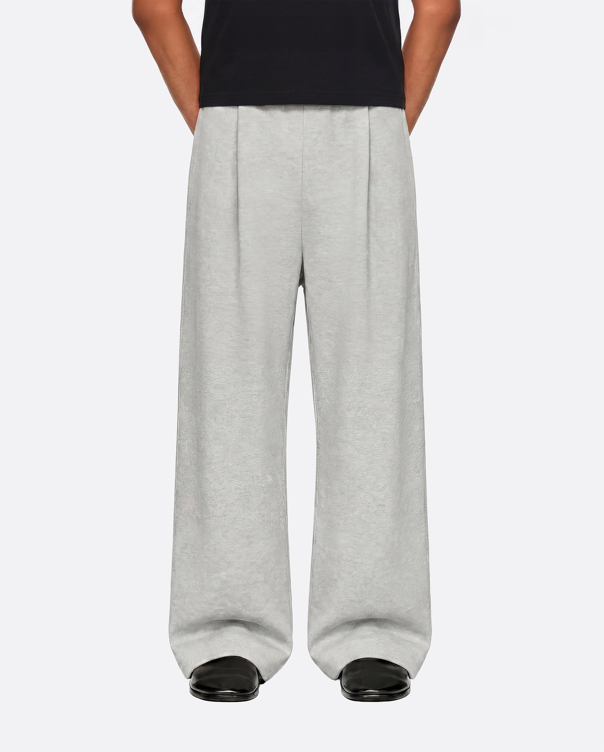 WIDE PLEATED SWEATPANTS - LIGHT GRAY