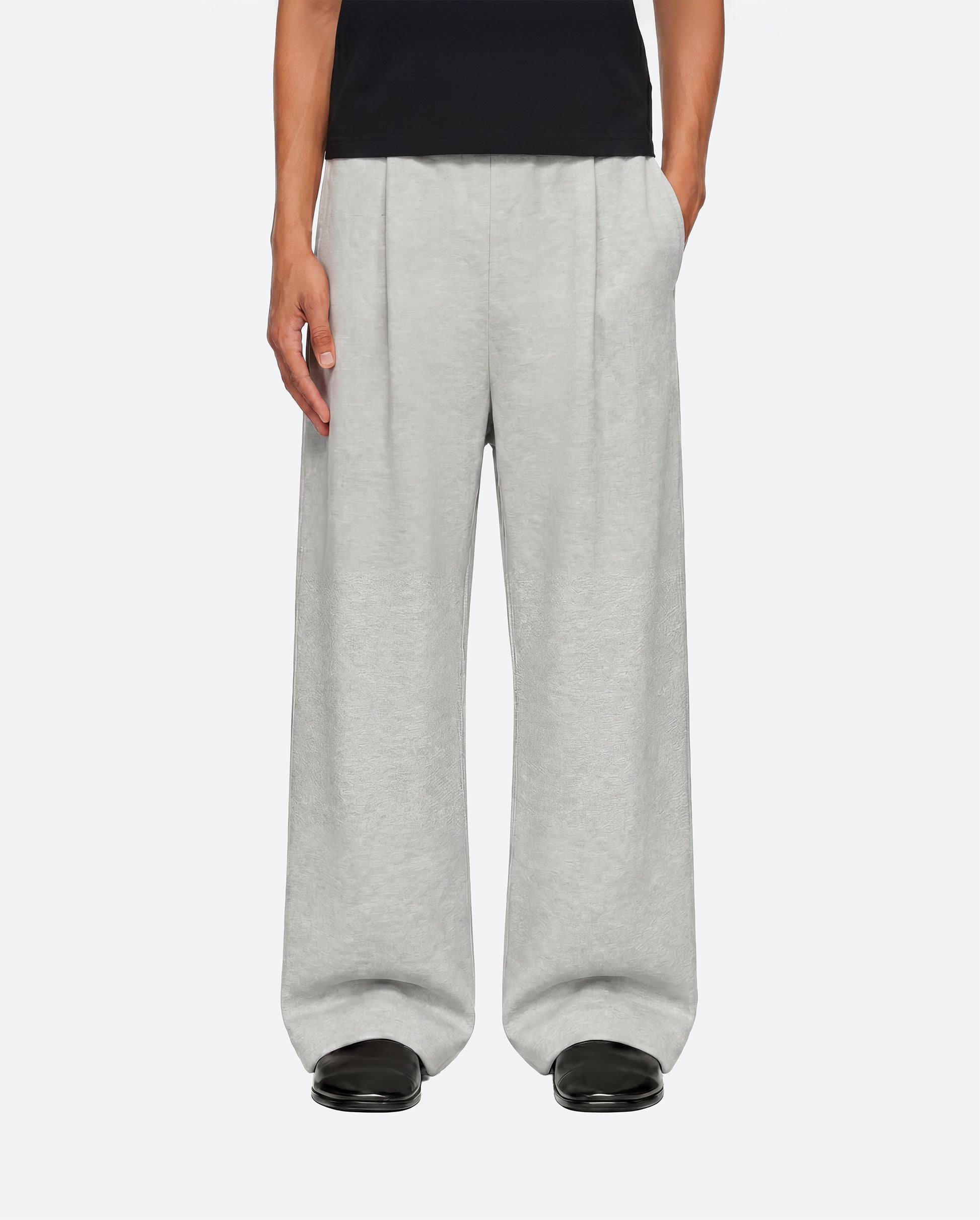 WIDE PLEATED SWEATPANTS - LIGHT GRAY