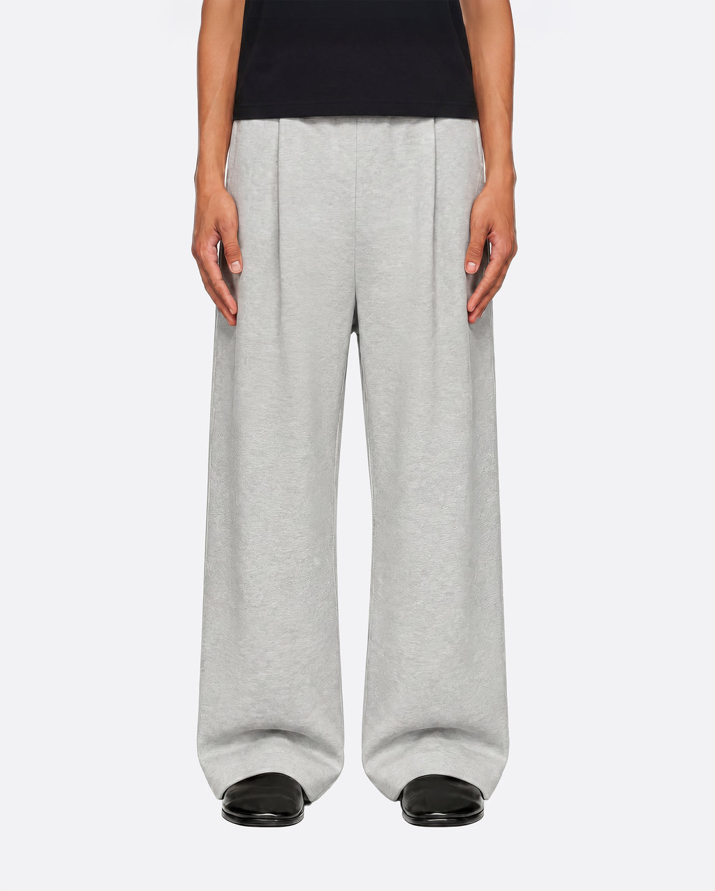 WIDE PLEATED SWEATPANTS - LIGHT GRAY