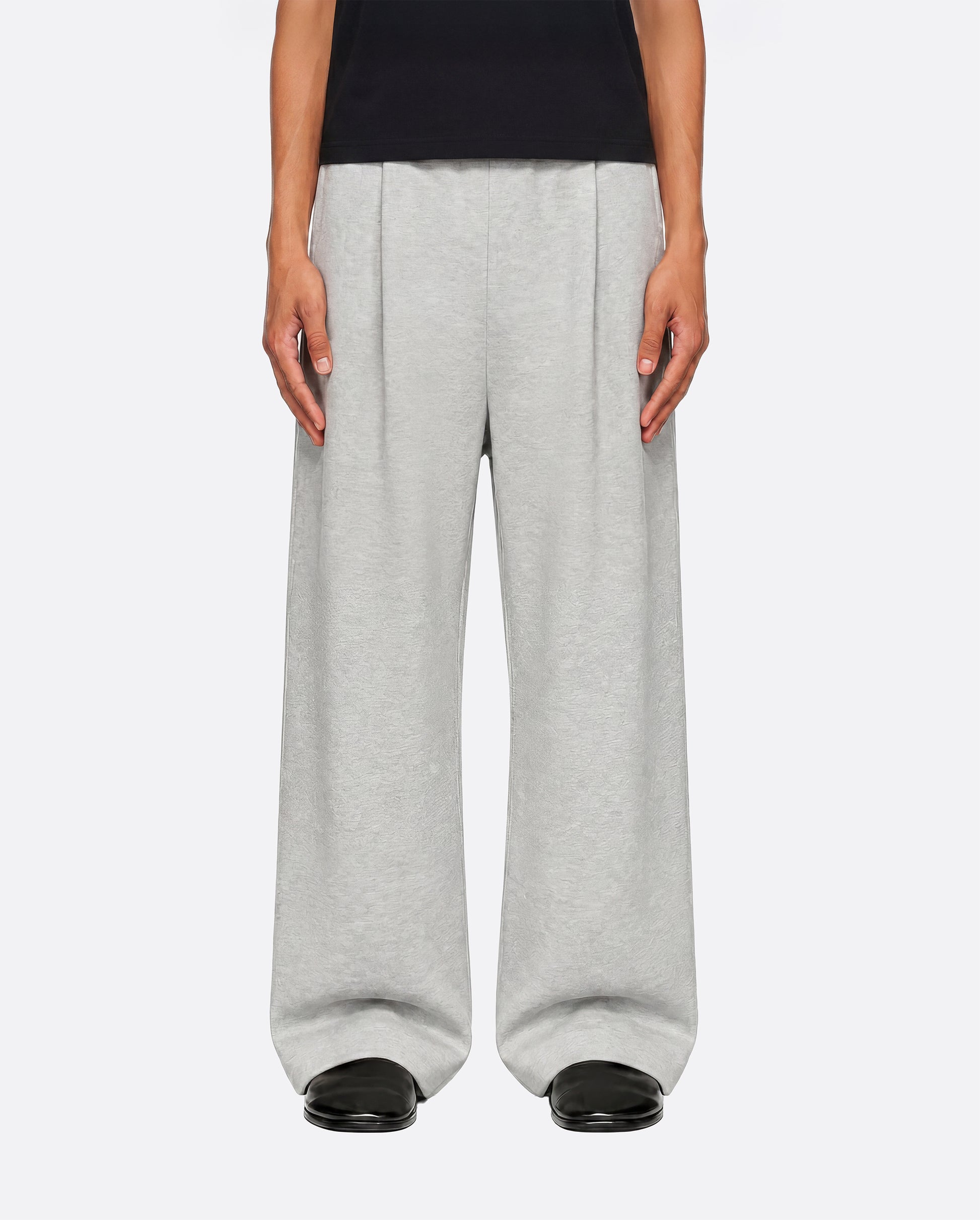 WIDE PLEATED SWEATPANTS - LIGHT GRAY