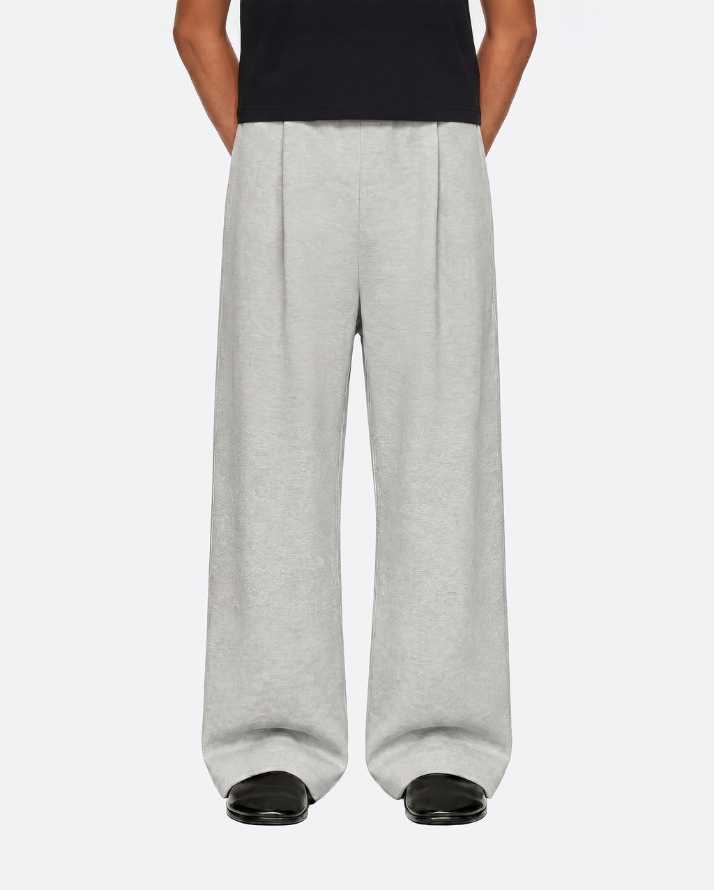 WIDE PLEATED SWEATPANTS - LIGHT GRAY