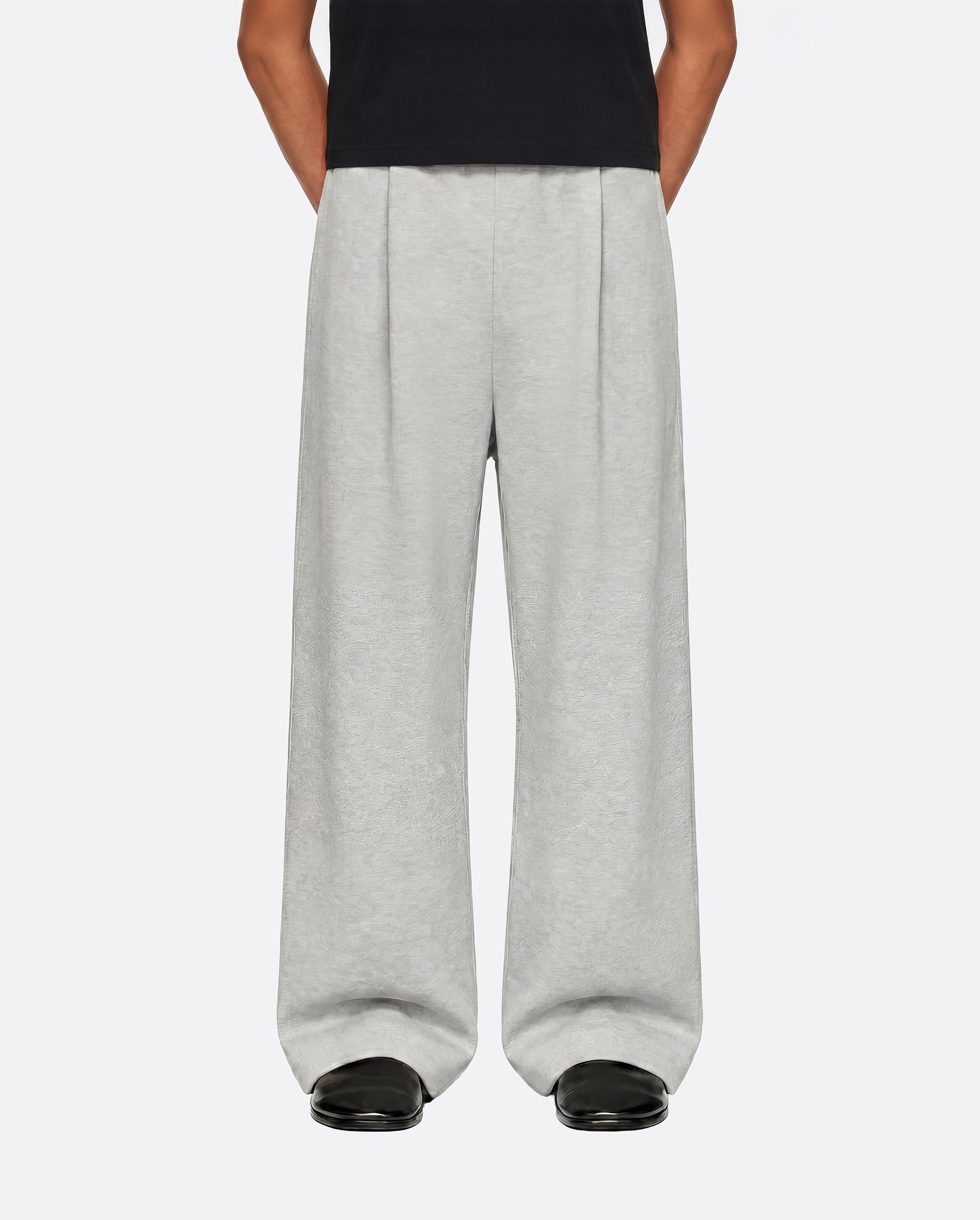 WIDE PLEATED SWEATPANTS - LIGHT GRAY