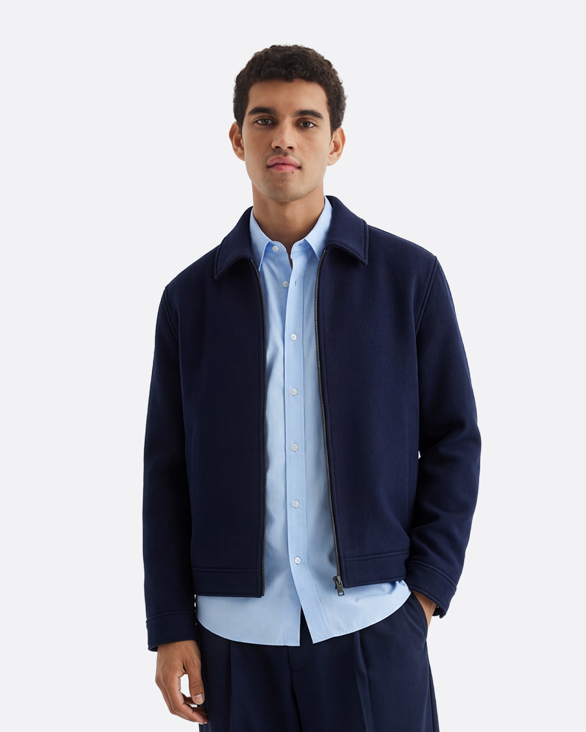WOOL JACKET - NAVY